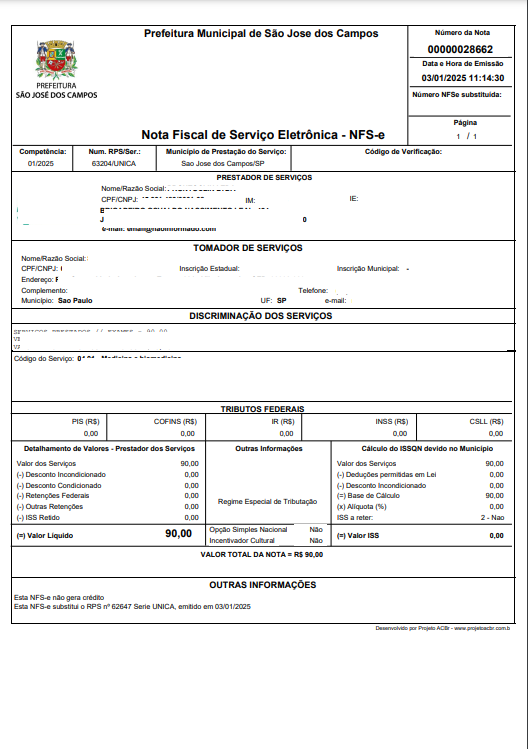 Impressão Documento de NFSe