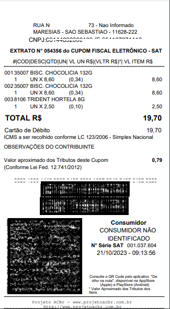 Impressão Documento de SAT